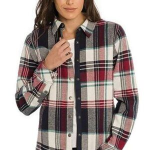 Orvis Women's Blue & Red Fleece-lined Flannel Button-snap Shacket (Size M)